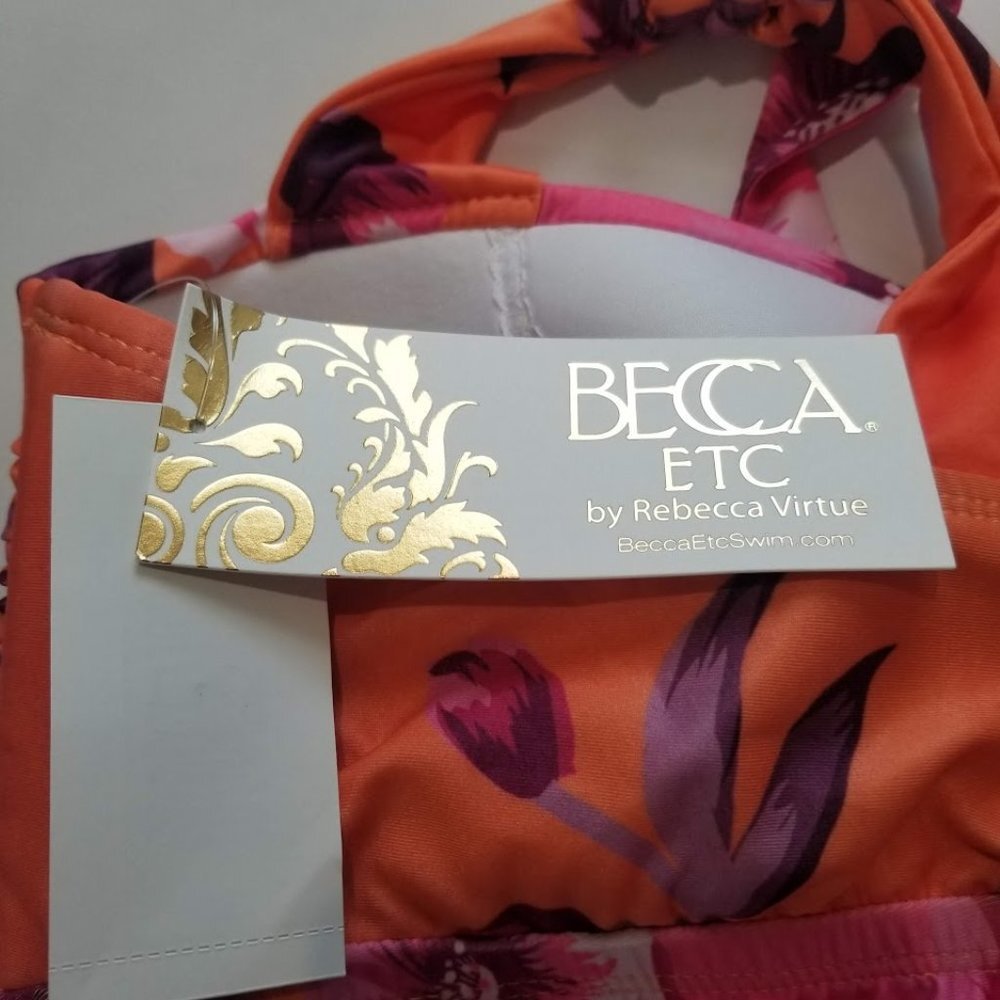Becca Etc Plus Size in Full Bloom Printed Tankini Top 0X - Picture 7 of 10